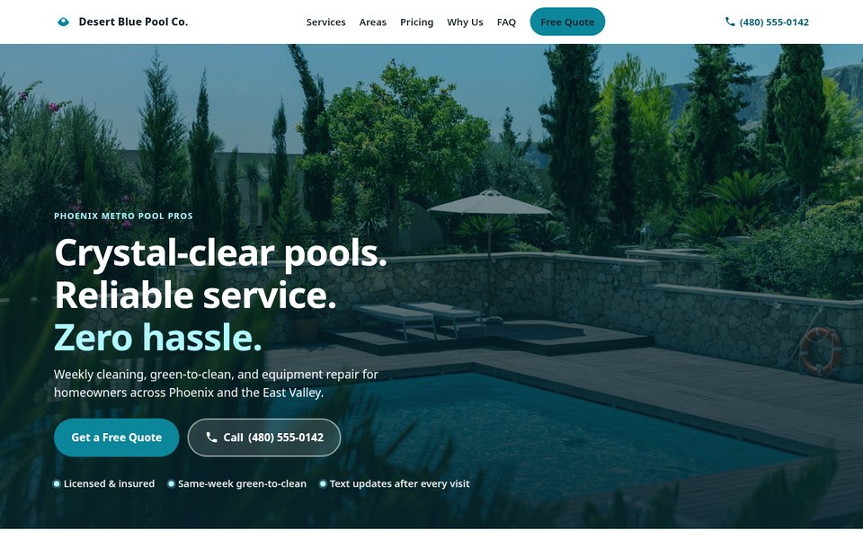 Desert Blue Pool Co. concept demo preview